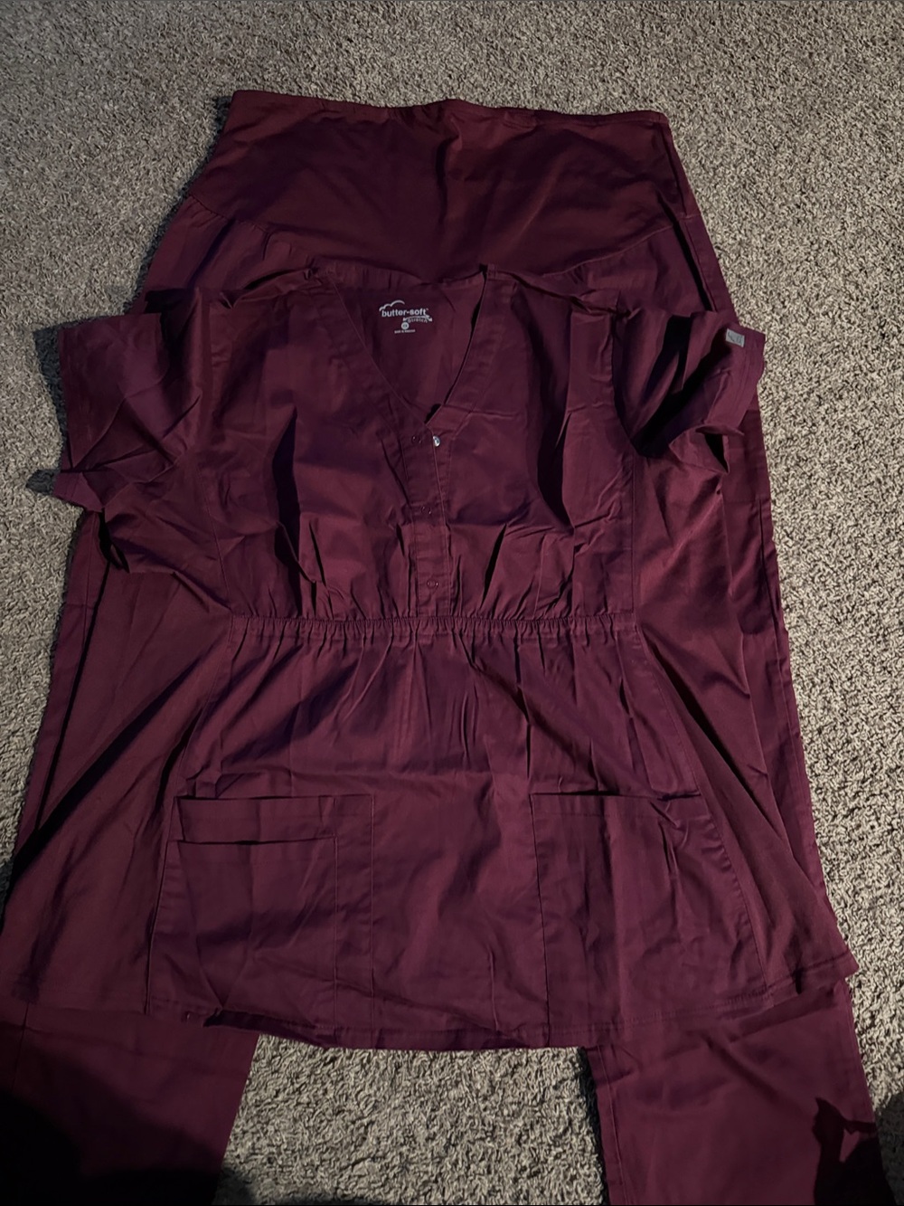 Butter-Soft V-Neck neck plus size maternity scrubs.